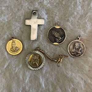 Religious Medallion and Cross Pendant Bundle